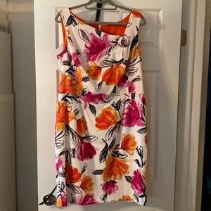 Dress Barn dress bright pink and orange floral size W14